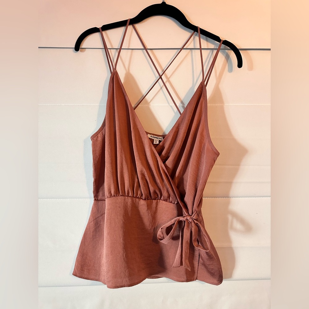 Express Pink Strappy Wrap Top